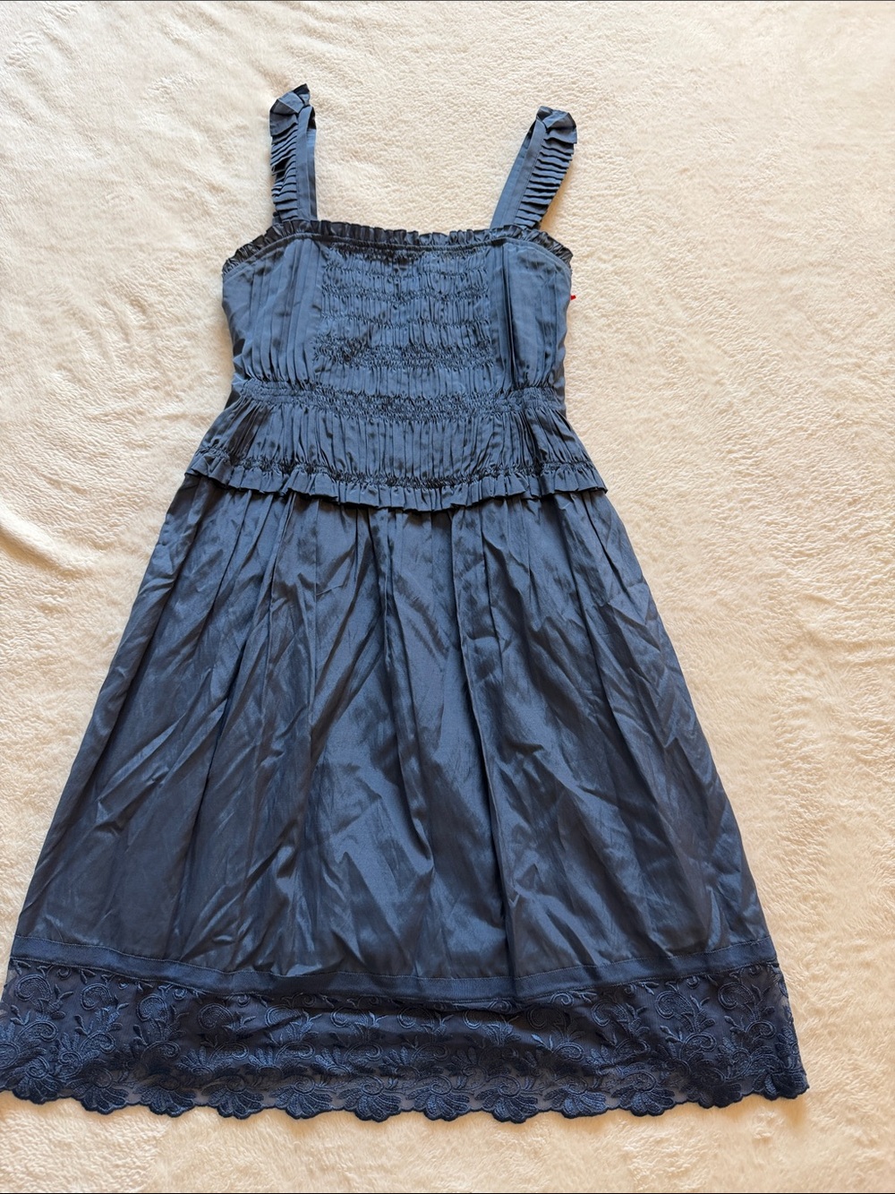Laundry By Shelli Segal Navy Blue Ruffled Sundress